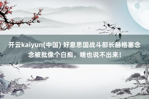 开云kaiyun(中国) 好意思国战斗部长赫格塞念念被批像个白痴，啥也说不出来！