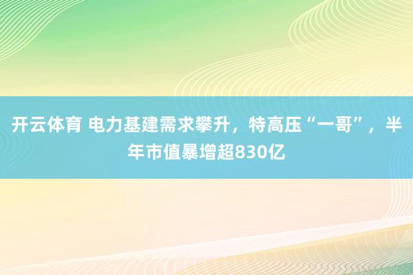 开云体育 电力基建需求攀升，特高压“一哥”，半年市值暴增超830亿