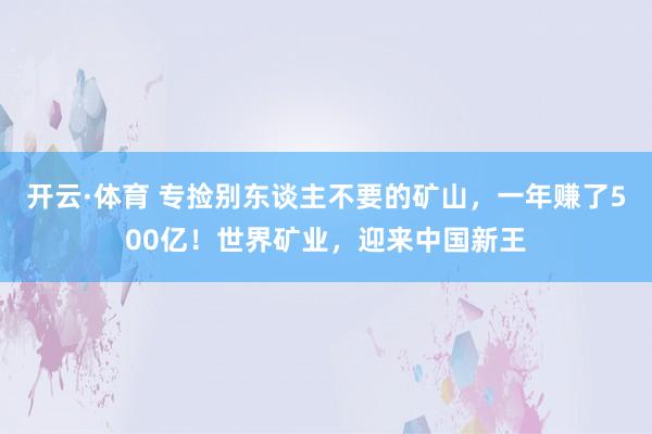 开云·体育 专捡别东谈主不要的矿山，一年赚了500亿！世界矿业，迎来中国新王