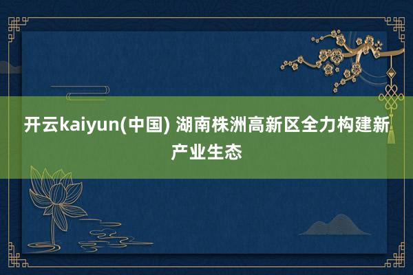 开云kaiyun(中国) 湖南株洲高新区全力构建新产业生态