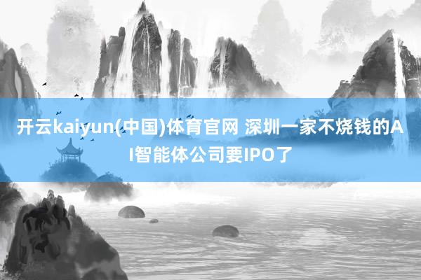 开云kaiyun(中国)体育官网 深圳一家不烧钱的AI智能体公司要IPO了