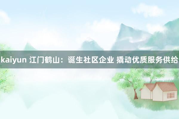 kaiyun 江门鹤山：诞生社区企业 撬动优质服务供给