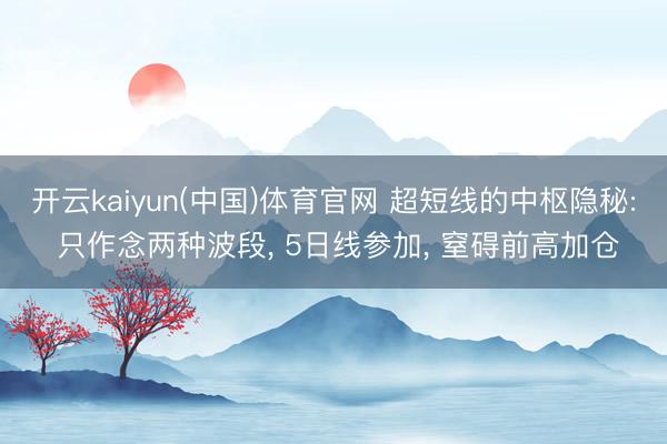 开云kaiyun(中国)体育官网 超短线的中枢隐秘: 只作念两种波段， 5日线参加， 窒碍前高加仓