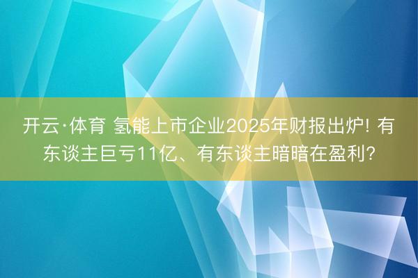 开云·体育 氢能上市企业2025年财报出炉! 有东谈主巨亏11亿、有东谈主暗暗在盈利?
