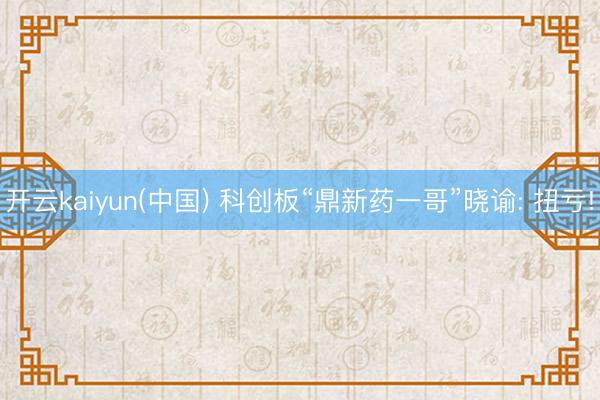 开云kaiyun(中国) 科创板“鼎新药一哥”晓谕: 扭亏!