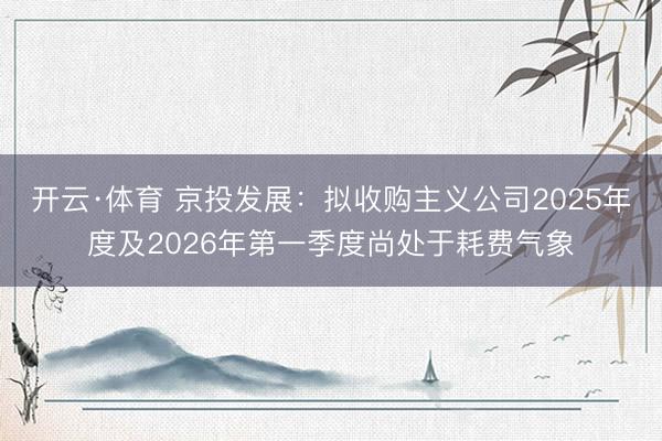 开云·体育 京投发展：拟收购主义公司2025年度及2026年第一季度尚处于耗费气象