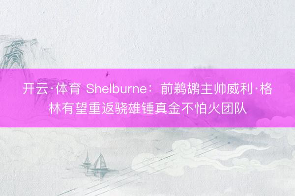 开云·体育 Shelburne：前鹈鹕主帅威利·格林有望重返骁雄锤真金不怕火团队