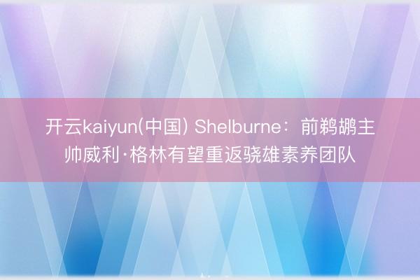 开云kaiyun(中国) Shelburne：前鹈鹕主帅威利·格林有望重返骁雄素养团队