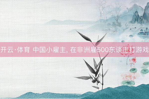 开云·体育 中国小雇主， 在非洲雇500东谈主打游戏