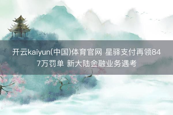 开云kaiyun(中国)体育官网 星驿支付再领847万罚单 新大陆金融业务遇考