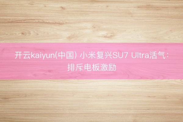 开云kaiyun(中国) 小米复兴SU7 Ultra活气：排斥电板激励