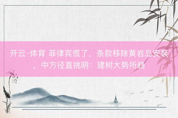 开云·体育 菲律宾慌了，条款移除黄岩岛安装，中方径直挑明：建树大势所趋
