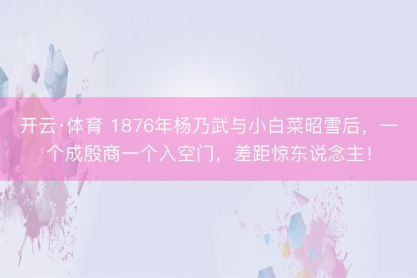 开云·体育 1876年杨乃武与小白菜昭雪后,一个成殷商一个入空门,差距惊东说念主!