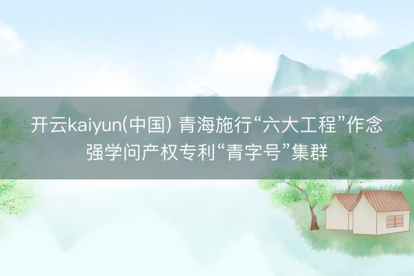 开云kaiyun(中国) 青海施行“六大工程”作念强学问产权专利“青字号”集群