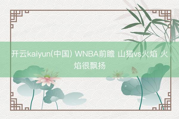 开云kaiyun(中国) WNBA前瞻 山猫vs火焰 火焰很飘扬