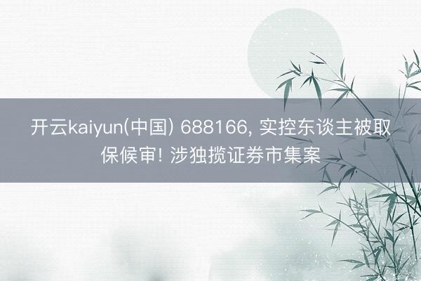 开云kaiyun(中国) 688166， 实控东谈主被取保候审! 涉独揽证券市集案